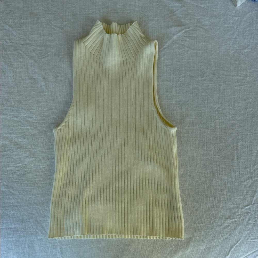 Reformation Ribbed Turtleneck Tank Top - Off White